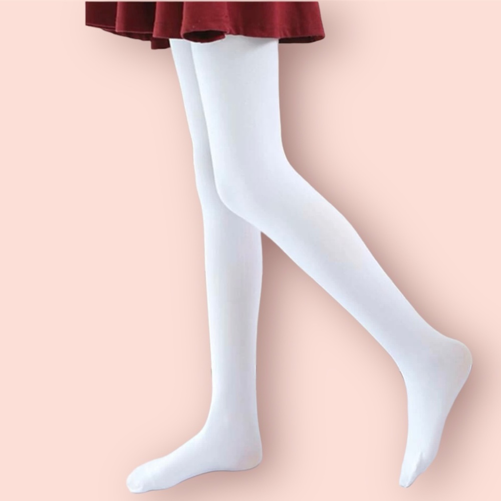 White Solid Girl Tights
